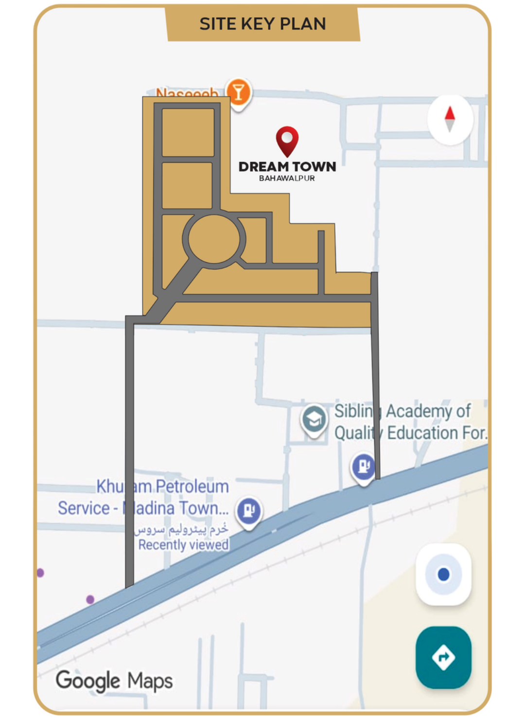 Dream Town Bahawalpur site key plan and location map